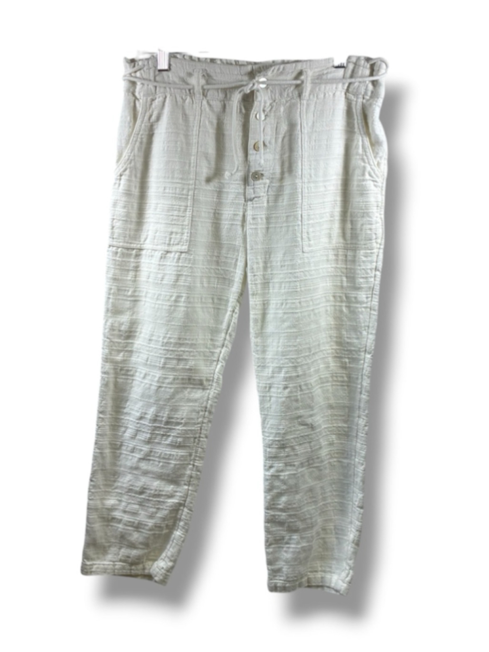 Sundance Textured Cotton Pull-On Pants in White Size M